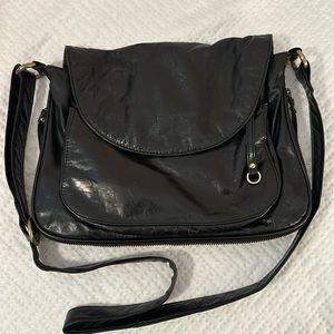 Black patent Latico leather crossbody